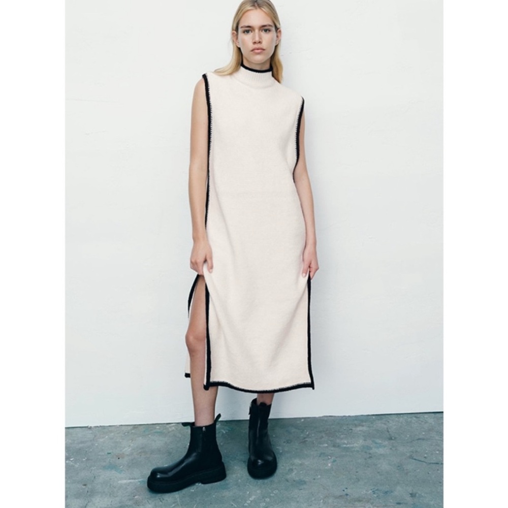 Zara Sweater Tunic with Contrasting Piping XS/S